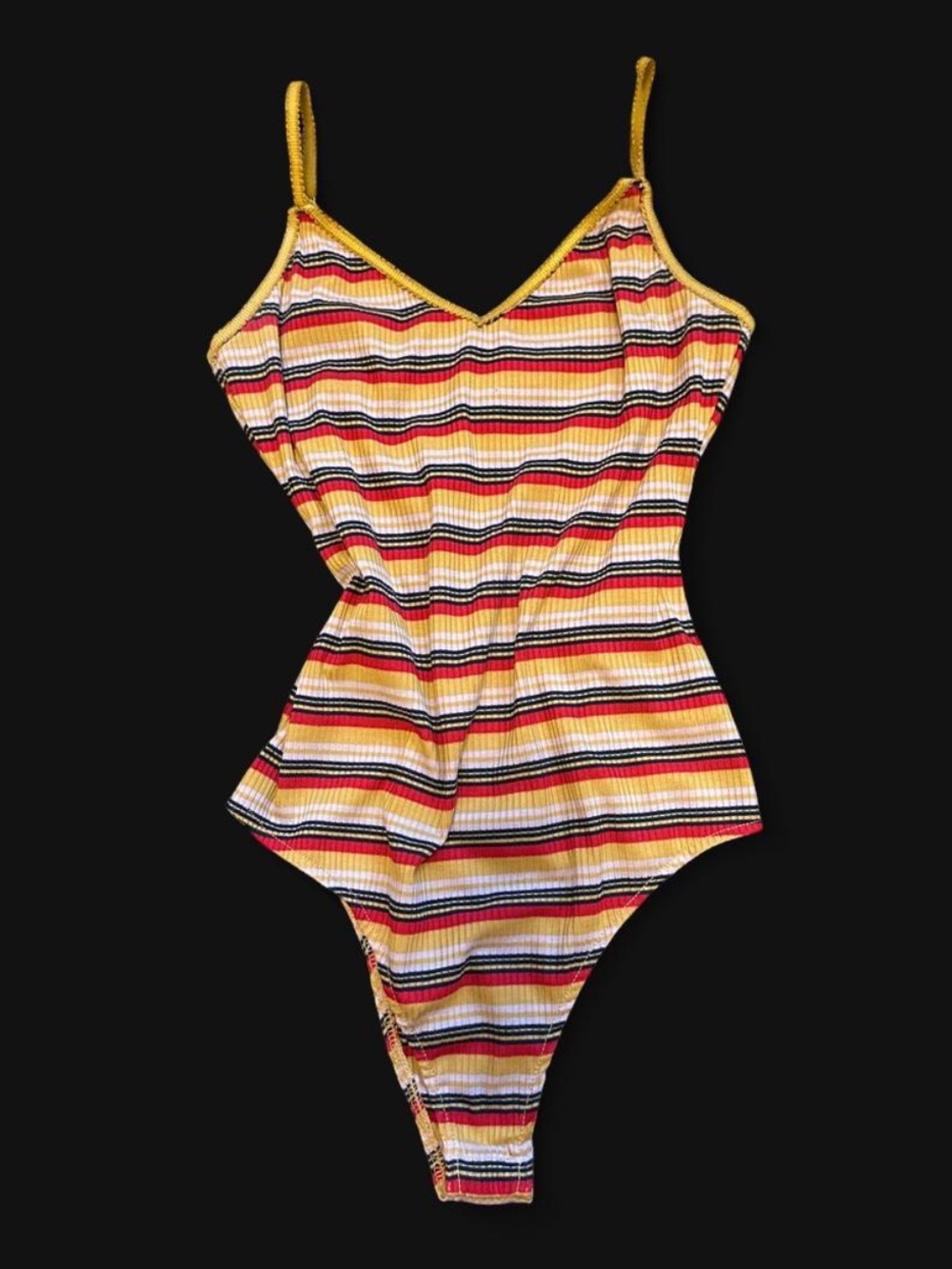 Wild Honey Yellow Multicolor Striped Tank One-Piece